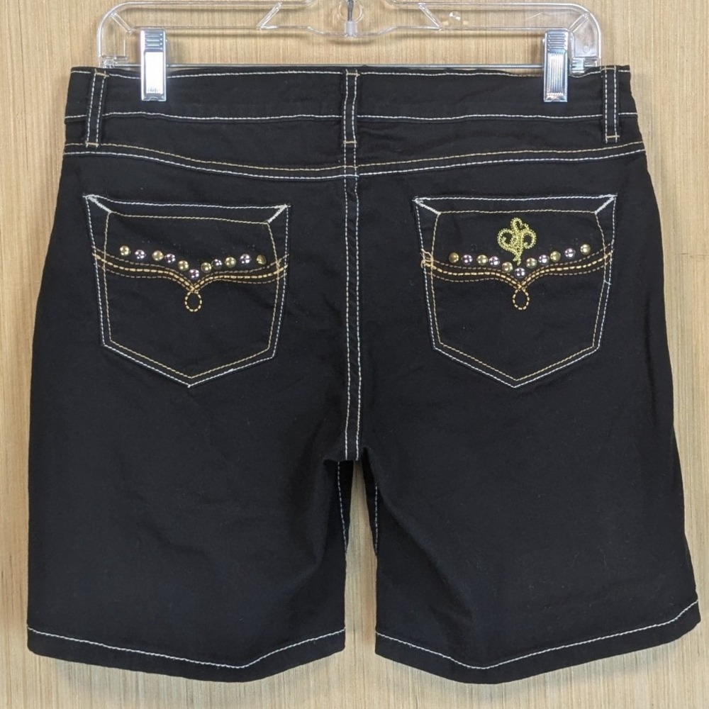 Southpole‎ Jeans Co Shorts Black Denim Stretch Studded Embellished Women's 9